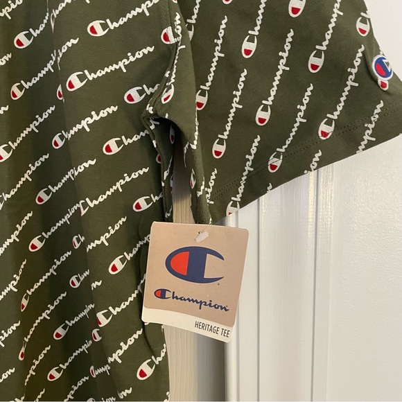 NWT Champion Diagonal Script Tee - Green - Picture 4 of 5